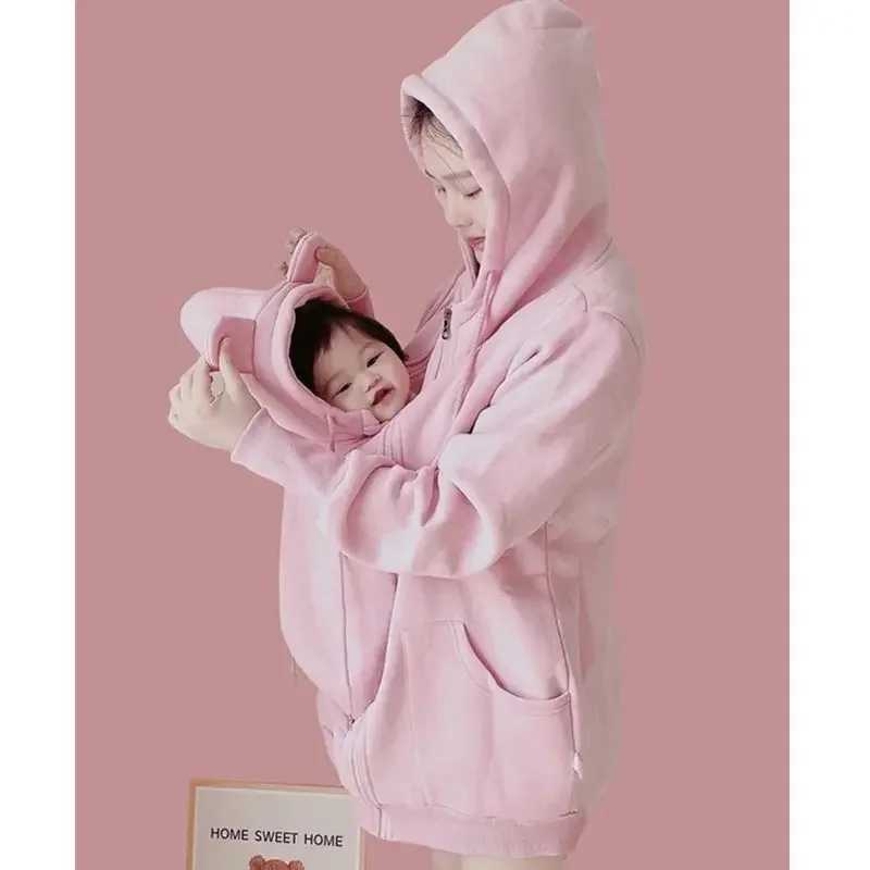 Winter Pregnancy Clothes Maternity Jackets Kangaroo Coat Baby Carrier Clothing Casual Hooded Mommy Outerwear Maternity Wear W250207