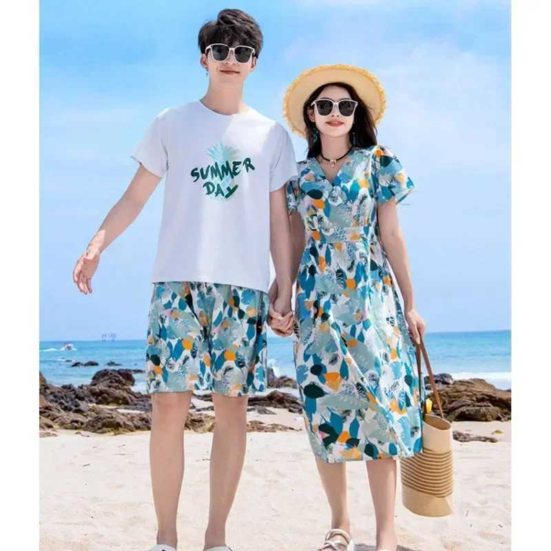Vacation Area Couple Look Clothing Mom Daughter Dresses Dad Son Outfits SetsFamily Matching Beach Clothes Holiday Parent-child W250207