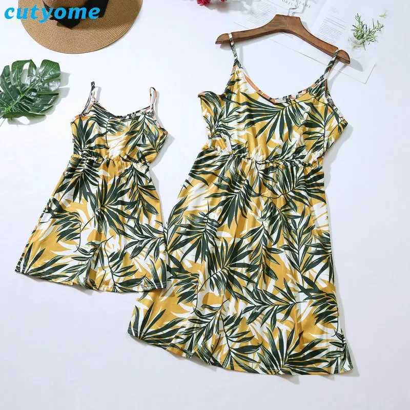 Mother Daughter Family Matching Outfits Sleeveless Floral Dress Summer Cotton Girl Women Boho Loose Dresses Sundress Clothes W250207