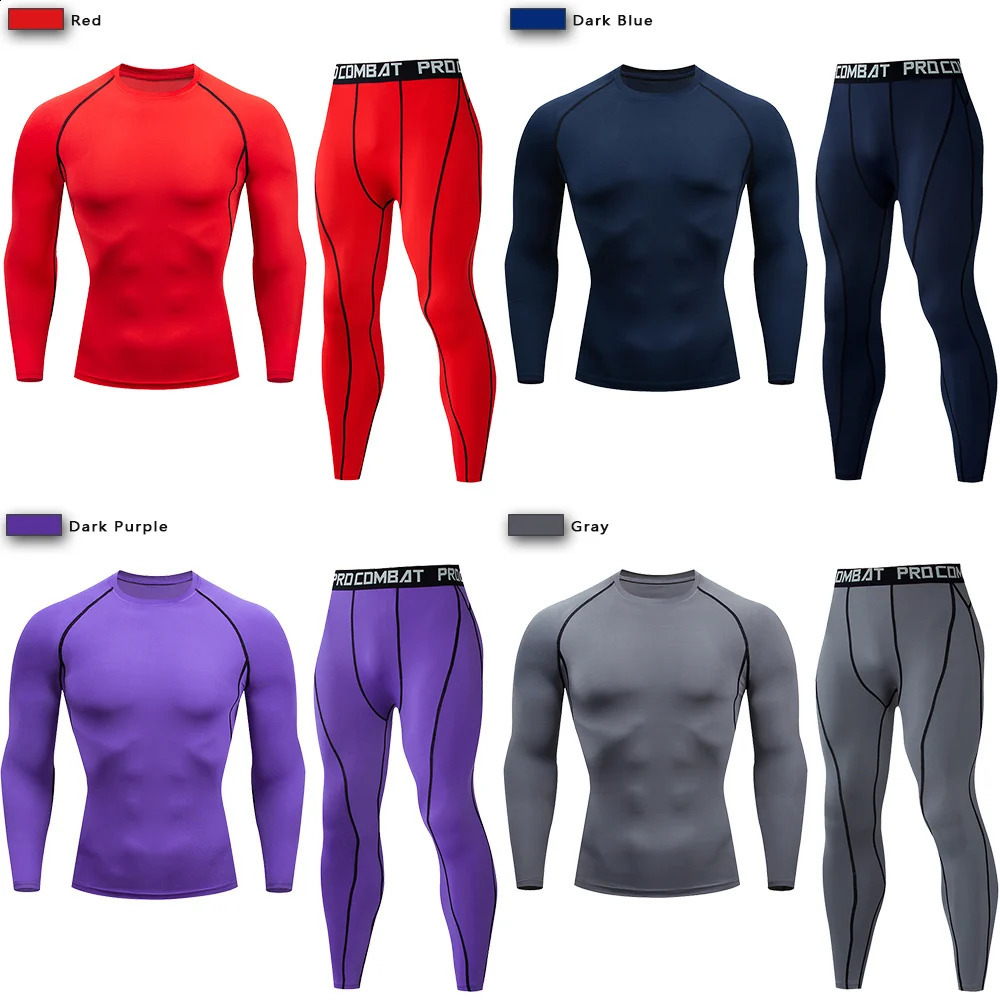 2pcs Mens Compression Sportswear Suit GYM Tight Sports Yoga Sets Workout Jogging MMA Fitness Clothing Tracksuit Pants Sporting 250206