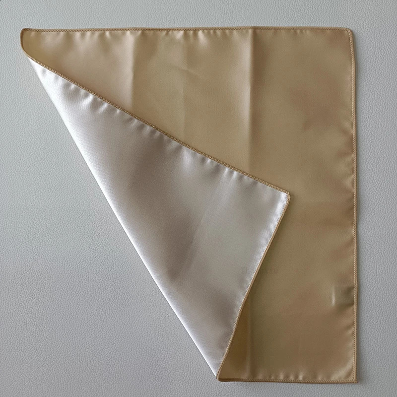 1Pcs Golden Pocket Squares 27cm Unisex 100 Polyester Handmade Handkerchief for Wedding Party Suit Apparel Accessories 250114