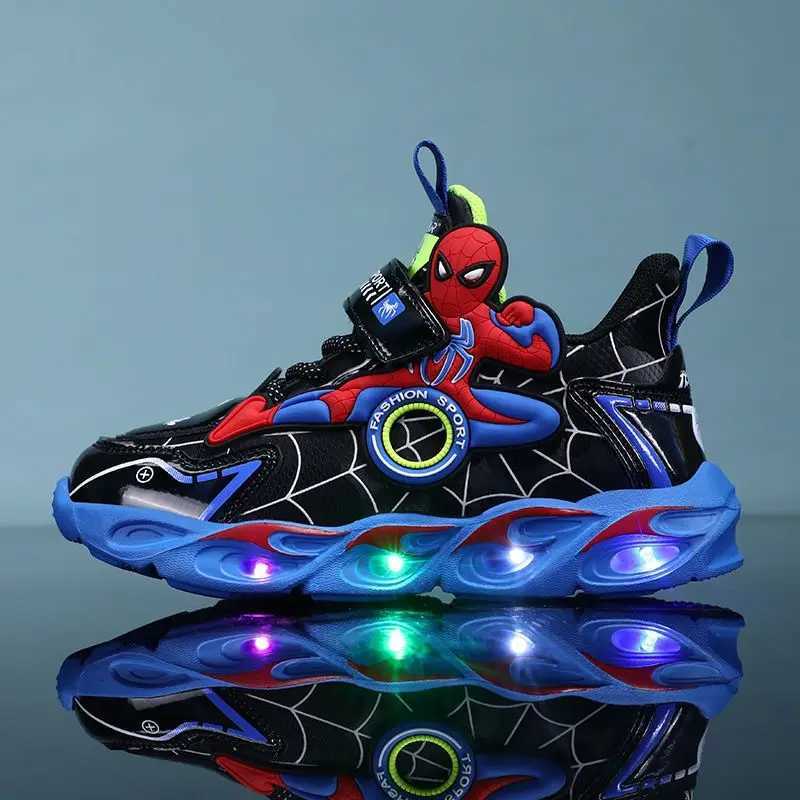 Boys Shoes LED Lights Autumn Childrens Sports Shoes Leather Non-slip Childrens Running Shoes Sneaker Size 25-35XJ250207