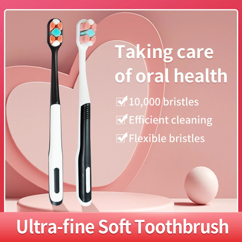 Soft Toothbrush Ultra-fine Bristle Adult Tooth Brush Deep Cleaning Oral Care Colorful Fluffy Hair Tooth Brush 250206