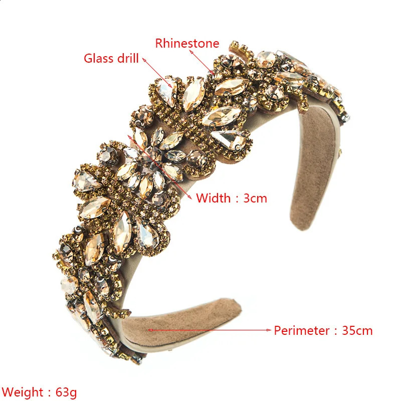 Baroque Court Headband Retro Wide-brimmed Hair Hoop Womens Rhinestone Hair Accessories Prom Street Shooting Gift Headband 250207