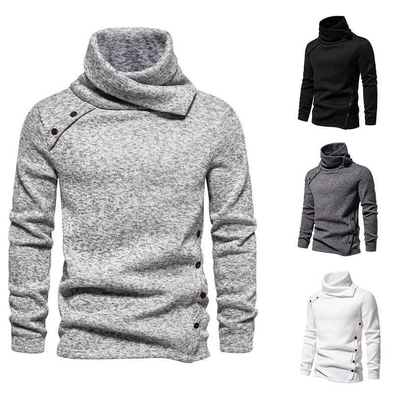 New British Style Mens Hoodies for Spring and Autumn Season Pile Up Collar Pullover Solid Color Top Trend W250207