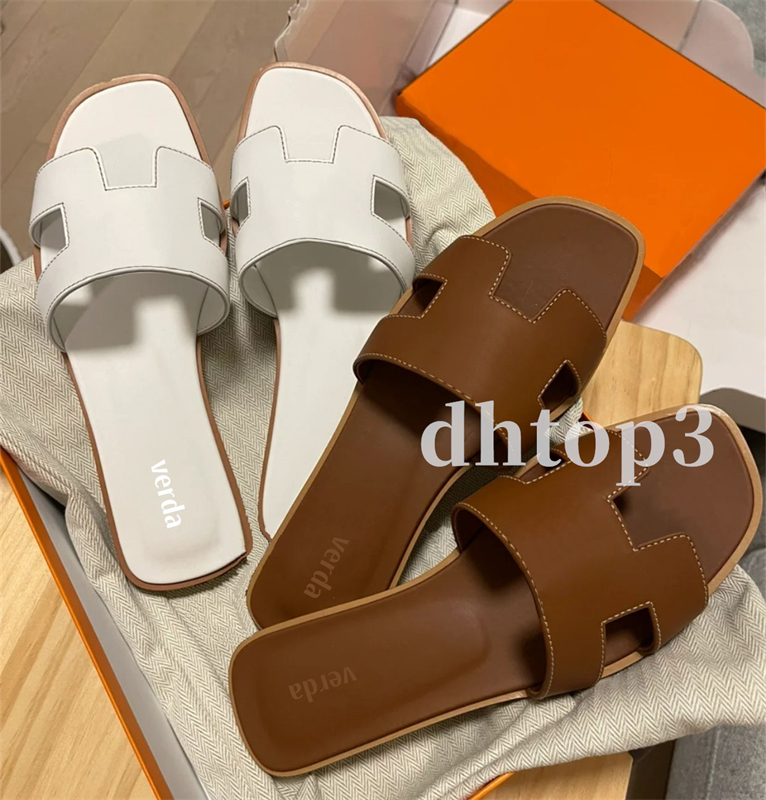 Women Slippers Designer Flat sandles Leather Rubber Flat Sandale Heels Beach Slipper Letter Slides Women Flat Slide Flip flop