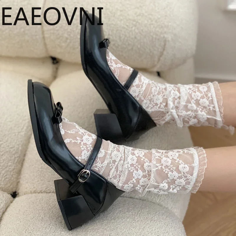 2024 Spring Mary Jane Shoes Womens Elegant Low Heel Shoes Fashion Casual Buckle Single Shoes Ladies College Style Footwear 250206