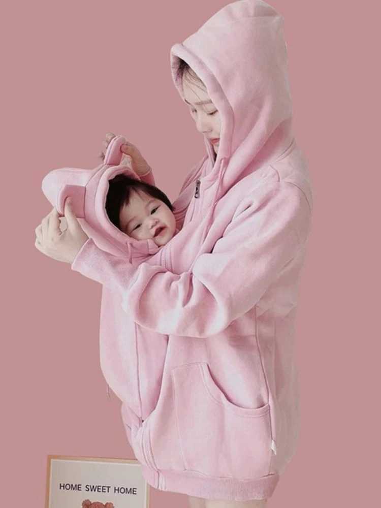 Parent-child One-piece Baby Mother Breastfeeding maternity Clothes Spring Autumn Newborn Outing Clothes Coat Sweater W250207