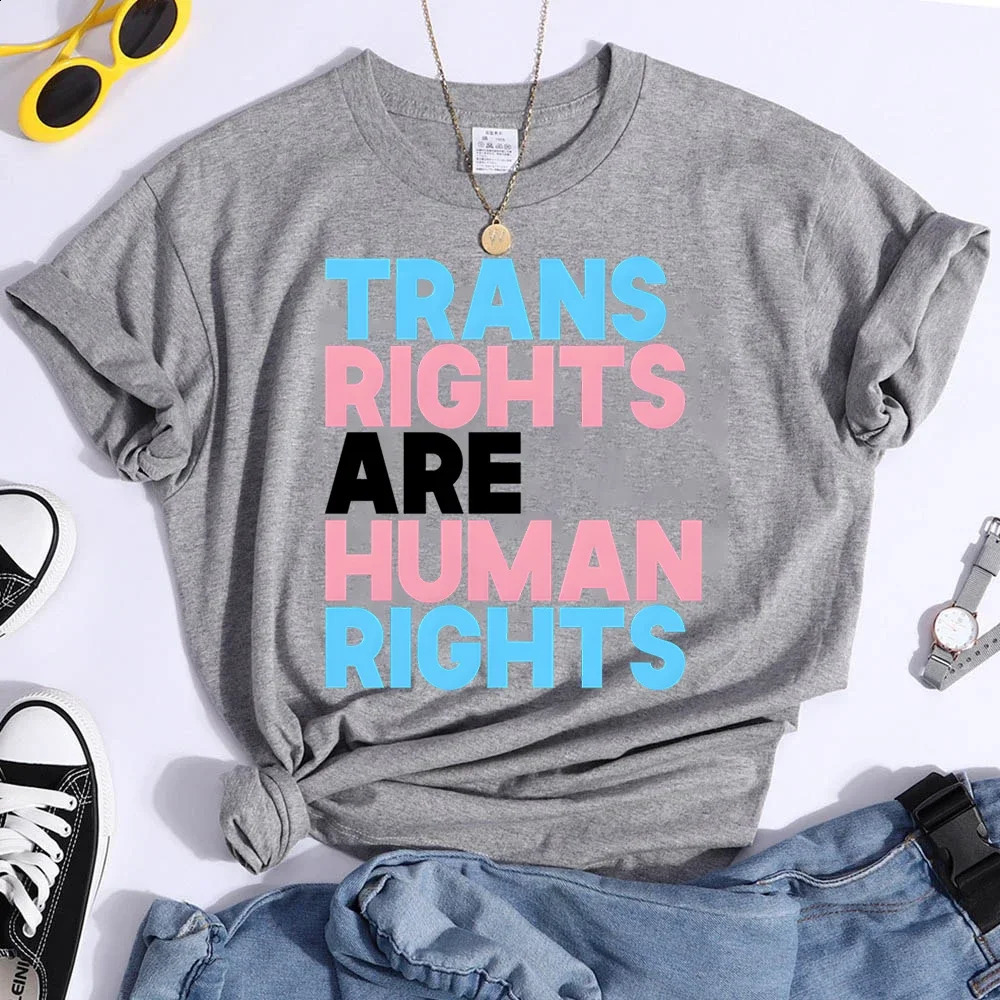 Trans Rights Are Human T Shirt LGBT Pride Personality Tops Tee Gay Transgender Shirts Month Gift Streetwear 250120