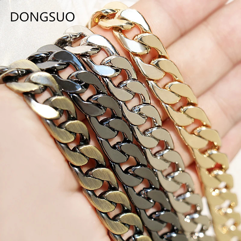 Aluminum chain strap silver gold black large metal chain 0.9cm er handbag bag purse replacement Accessories Hardware 9mm 250206