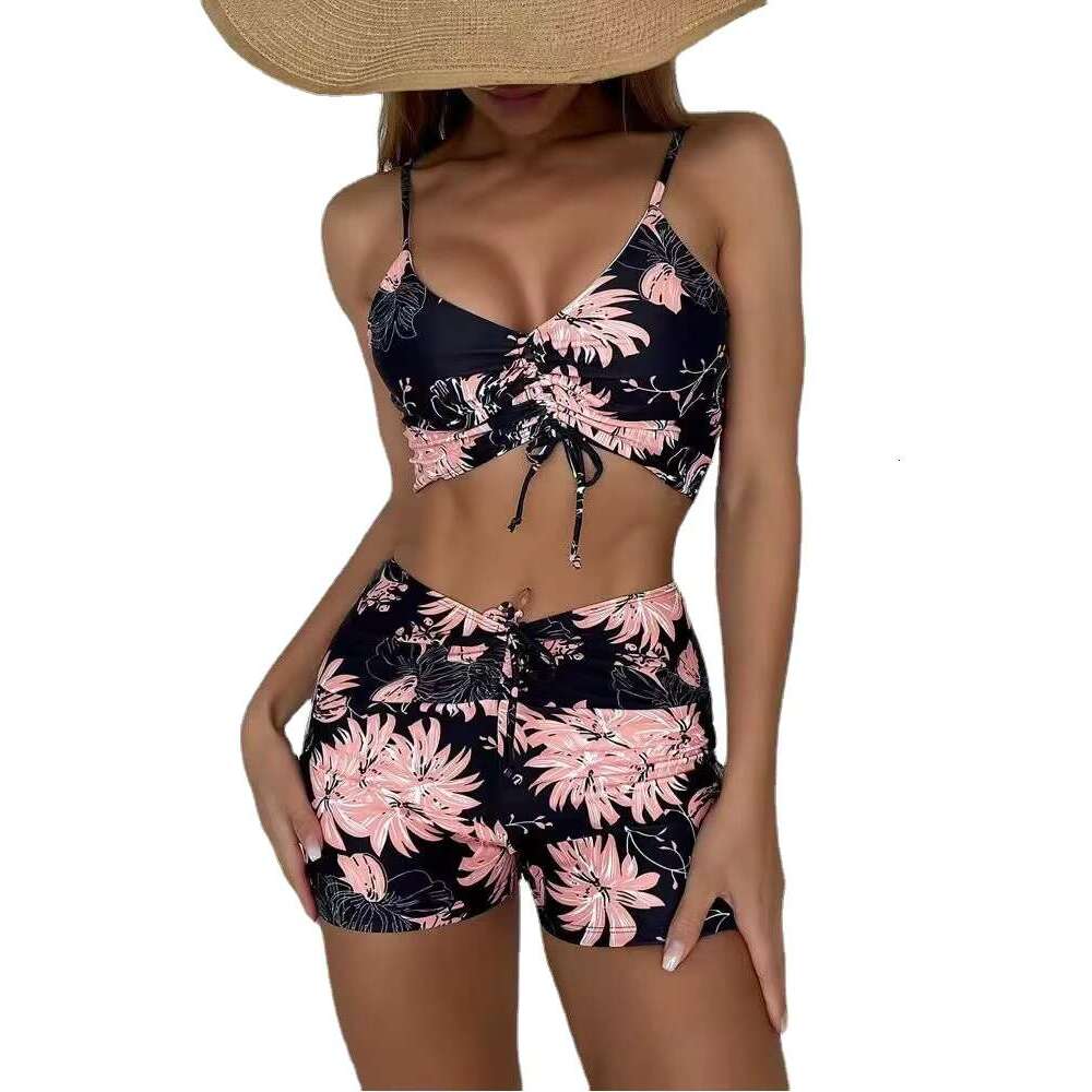 High Waist Women Push Up ral Swimsuit Print Bikini boxers Swimwear Swim Trunks Bathing Suit