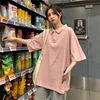 Summer solid color college style sports polo shirt female student class uniform shirt collar short sleeved T-shirt for wo 250207
