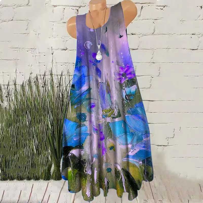 Hand-Painted 3D Print Women Fashion Mini Dresses Sveless Summer Loose Casual Short Dress Oversized Round-Neck Fe DressXJ2500207