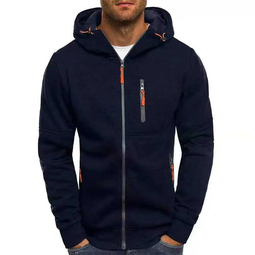 Mens Sweater Cardigan Hooded Jacket Zipper Pocket Jacquard Jacket Sports Fitness Outdoor Leisure Running Solid Color Sportswear W250207