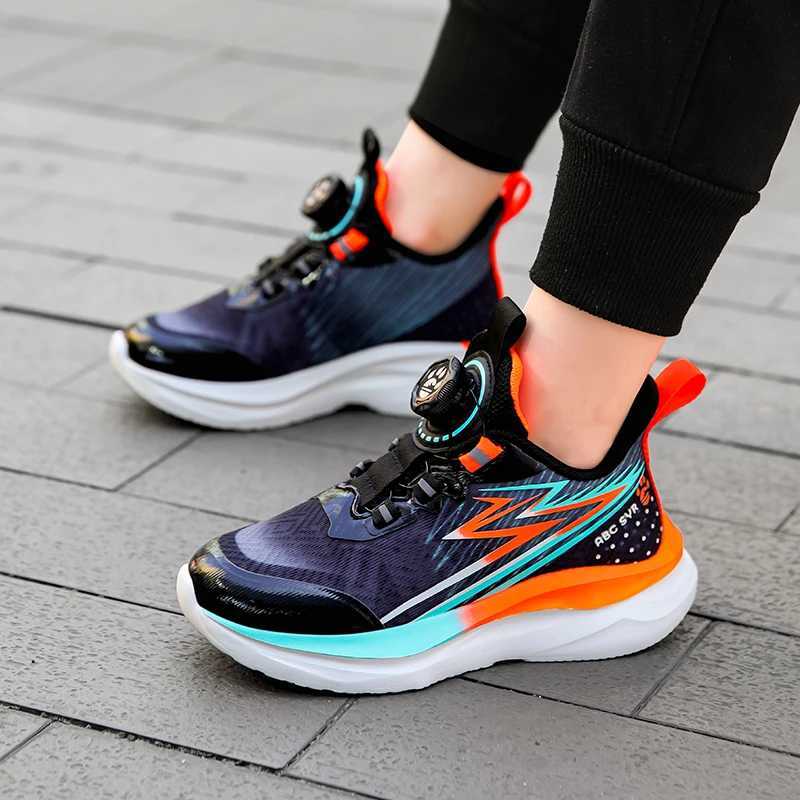 Childrens Trend Rotate Button Air Sport Casual Sneaker Kids Sports Shoes for Boy and Girl Wear-Resistant W250207