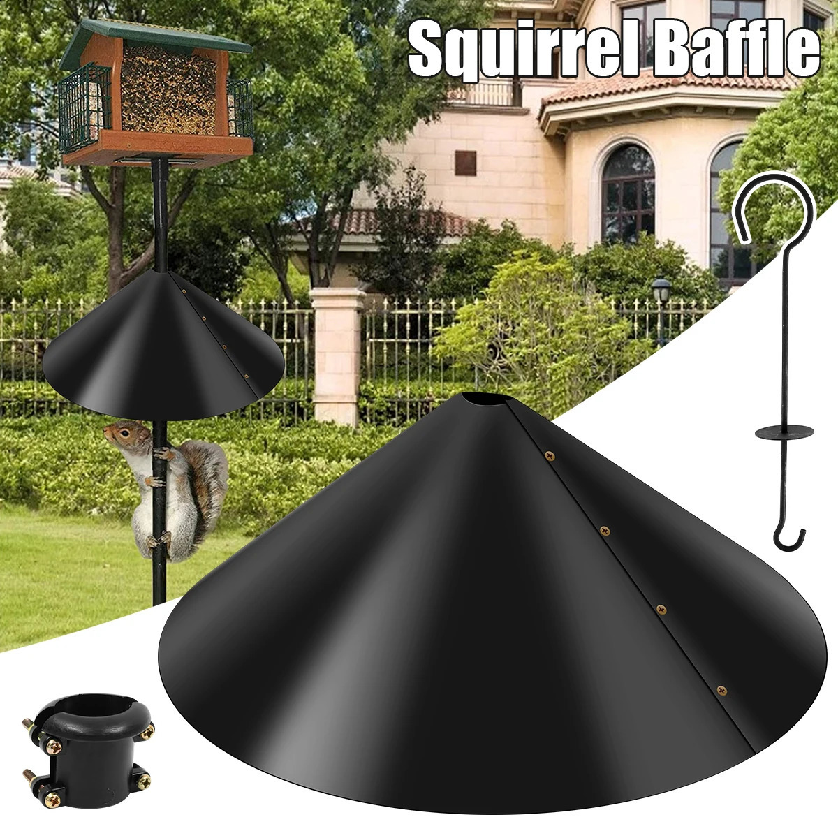 19 Inch Squirrel Baffle for Bird Feeder Pole Outside Pole Mount Stopper Bird House Guard for Outdoor Shepherd's Hook 250121