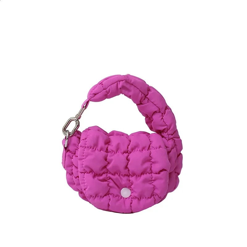 Mini Puffer Tote Bag for Women Quilted Wrist Handbag Nylon Padded Phone Purse Clutch Small Coin Bags For Travel Shopping 250206