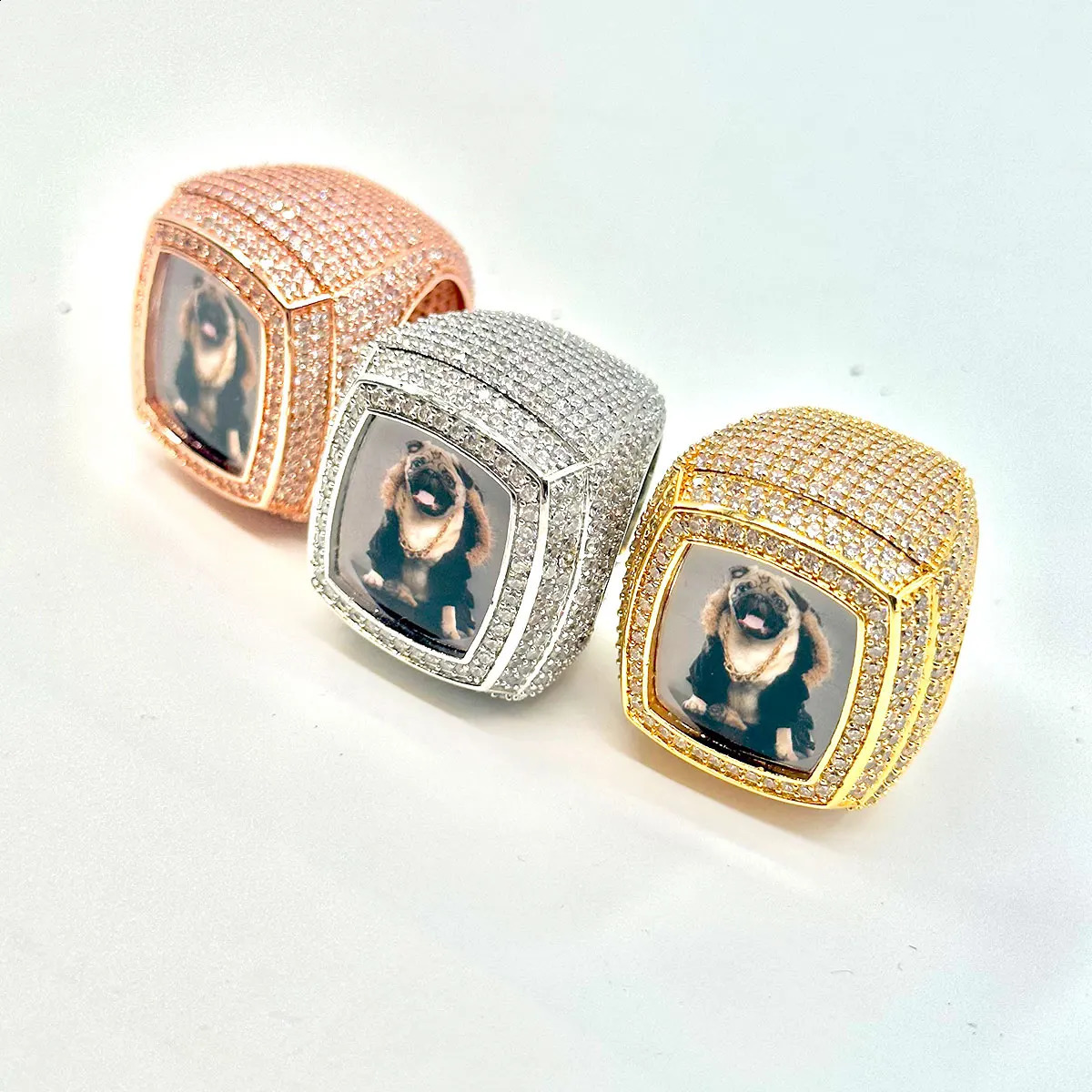 Custom Po Ring for Men Iced Out Prong Setting Hip Hop Jewelry Trend 250206