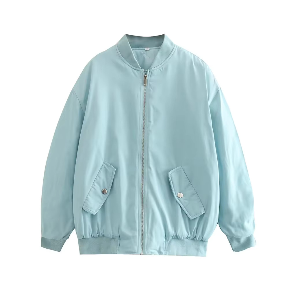 Unizera2025 Autumn And Winter New Women's Fashion Style Stand Up Neck Solid Loose Fit Flight Jacket Cotton Coat