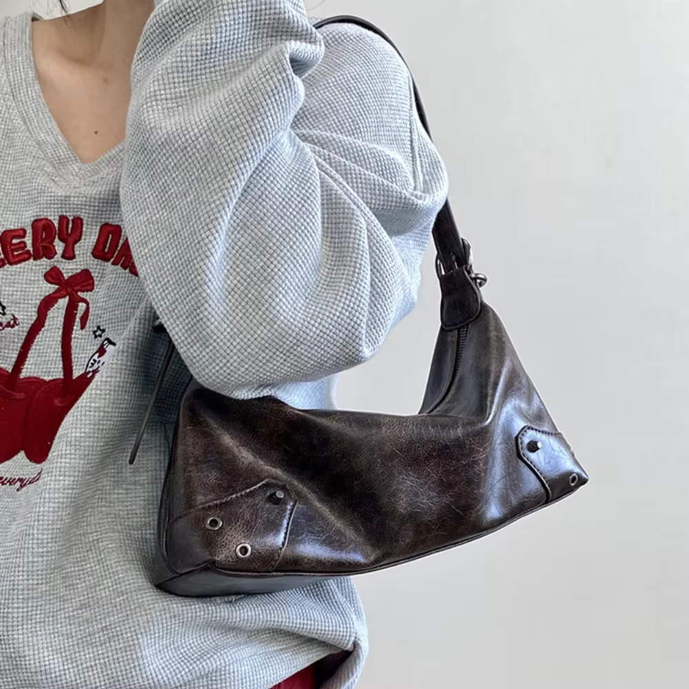 Pu Leather Retro Women's Underarm Cool Y2k Girls Vintage Small Shoulder Bags Simple Female Crossbody Bag Handbags Purse PU Cartoon