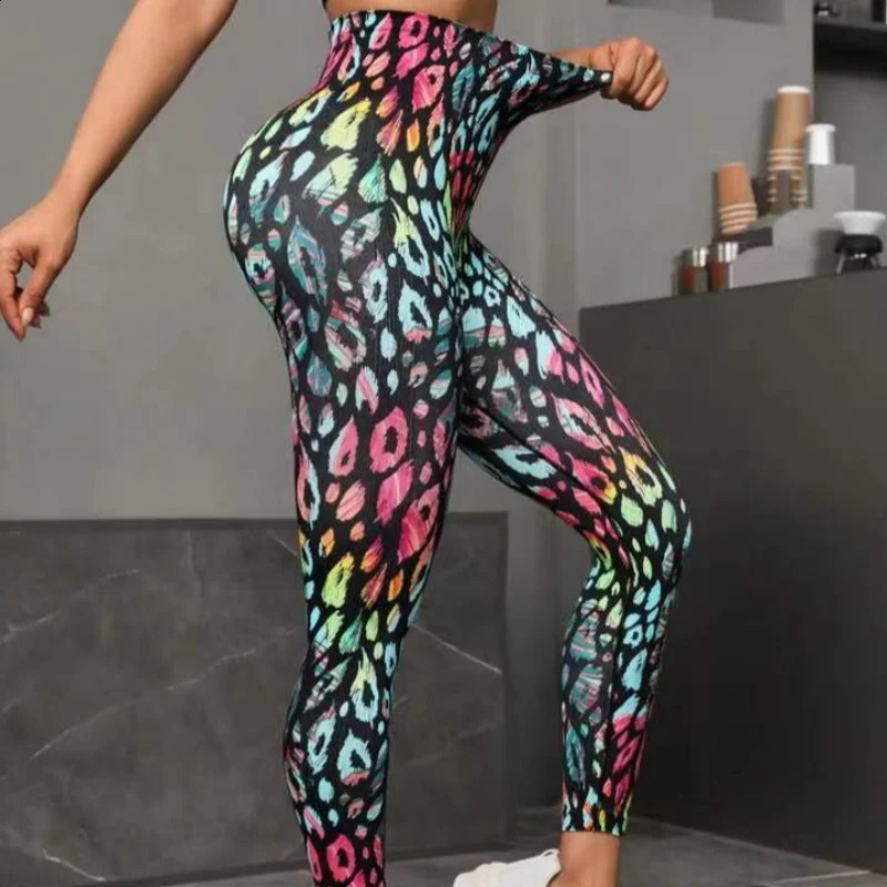 3D Print Tie Dye Sports Pants Women Seamless Leggings High Waist Fitness Push Up Leggings Gym Clothing Workout Tights 250206