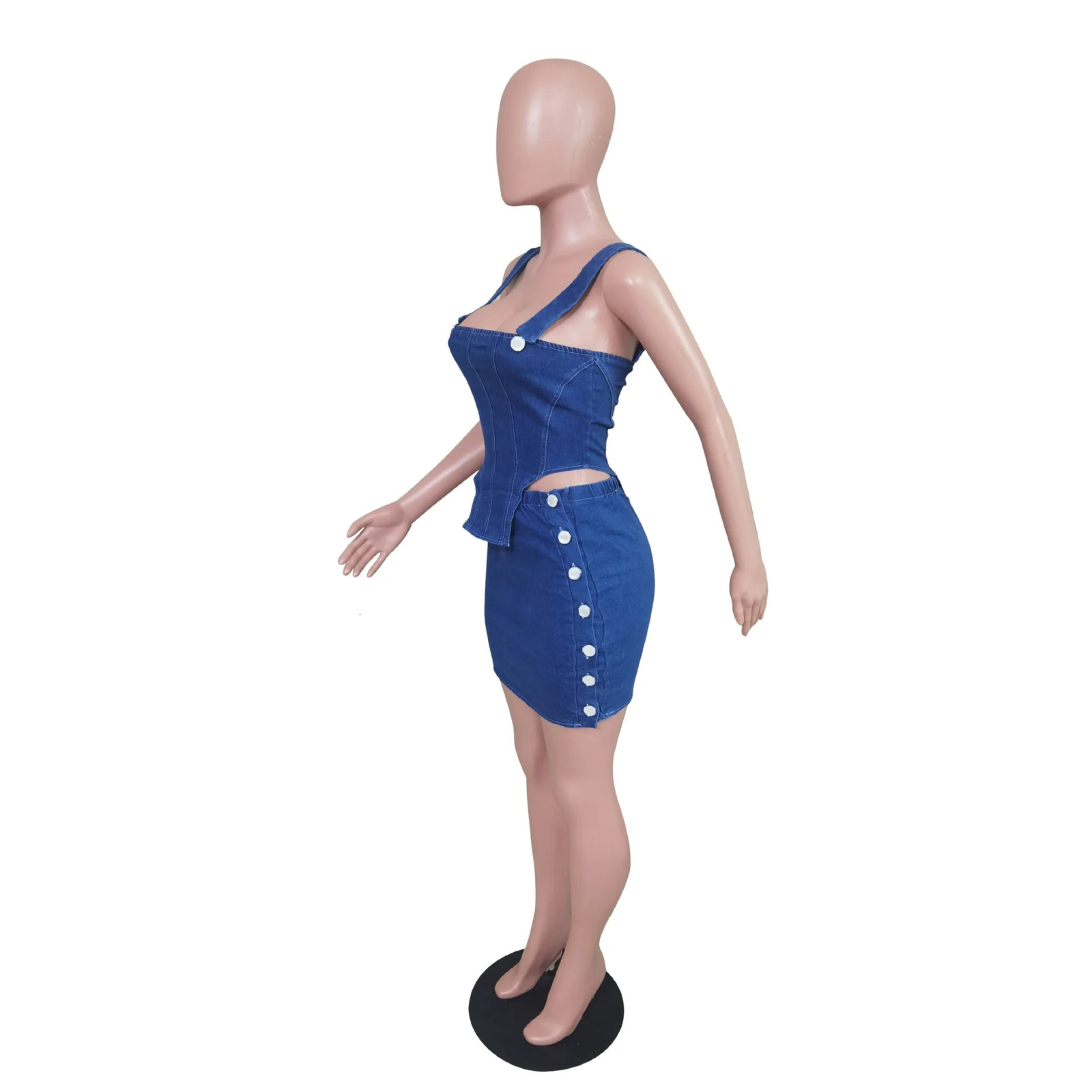 Elegant Denim Womens Set Bodycon Midi Mini Skirt Suit and Tank Top Street Jeans Two 2 Piece Set Summer Outfits 250207