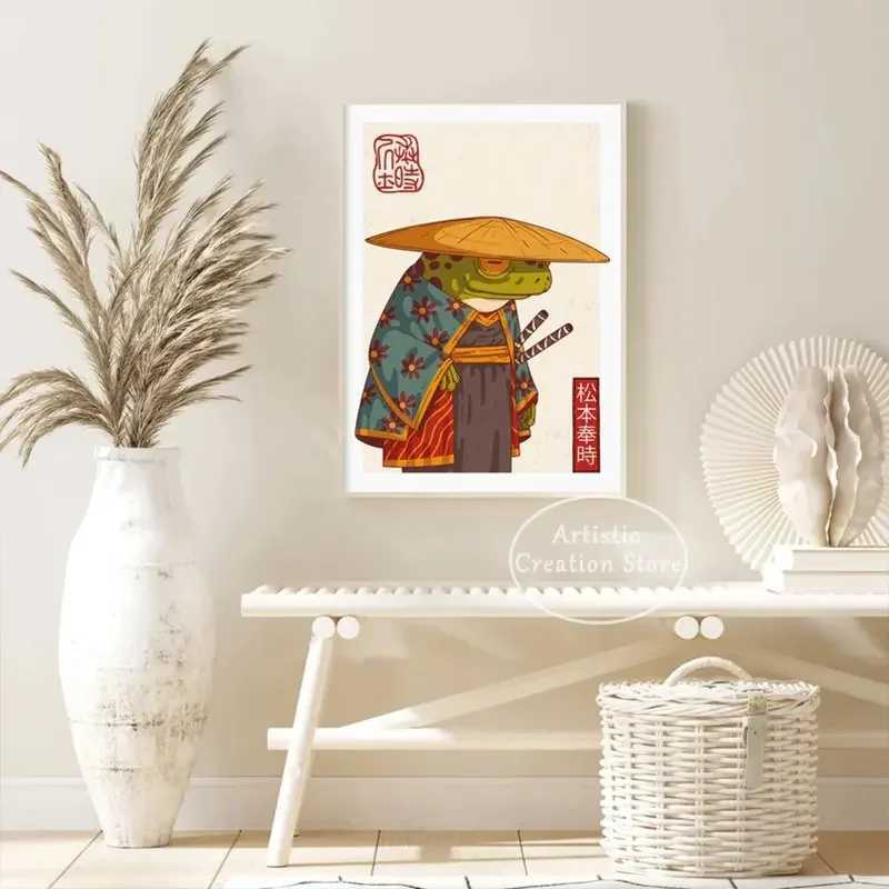 Japanese Frog Wall Art Matsumoto Hoji Cartoon Poster Print Canvas Painting Wall Pictures for Living Room Club Home Decor GiftsC250207