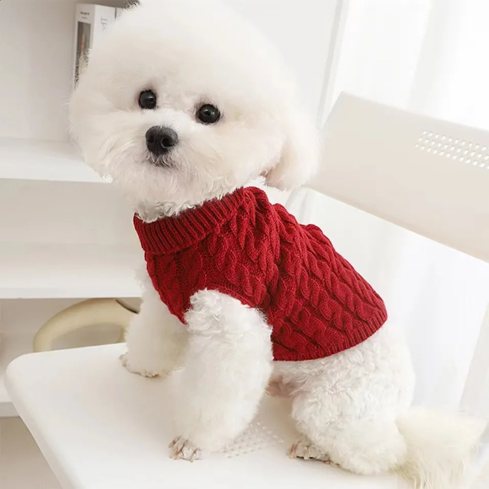 Puppy Dog Sweaters Knitted Pet Clothes for Small Medium Dogs Winter Warm Pet Turtleneck Chihuahua Soft Sweater Yorkshire Coat 250206