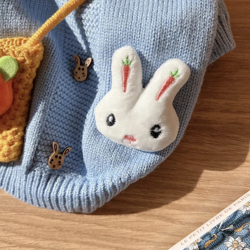 Blue Rabbit Pet Dog Clothes Pet Winter Warm Sweater Teddy Knitted Shirt Dog Two Legs Clothes Pet Supplies XS-XL Puppy Coat 250206