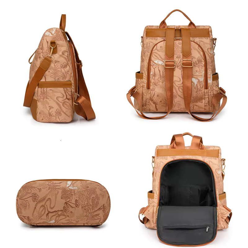 Fashion Color Blocking PU Leather Multi-Function Anti Theft Design Women's Backpack Large Capacity Leisure Travel Bags