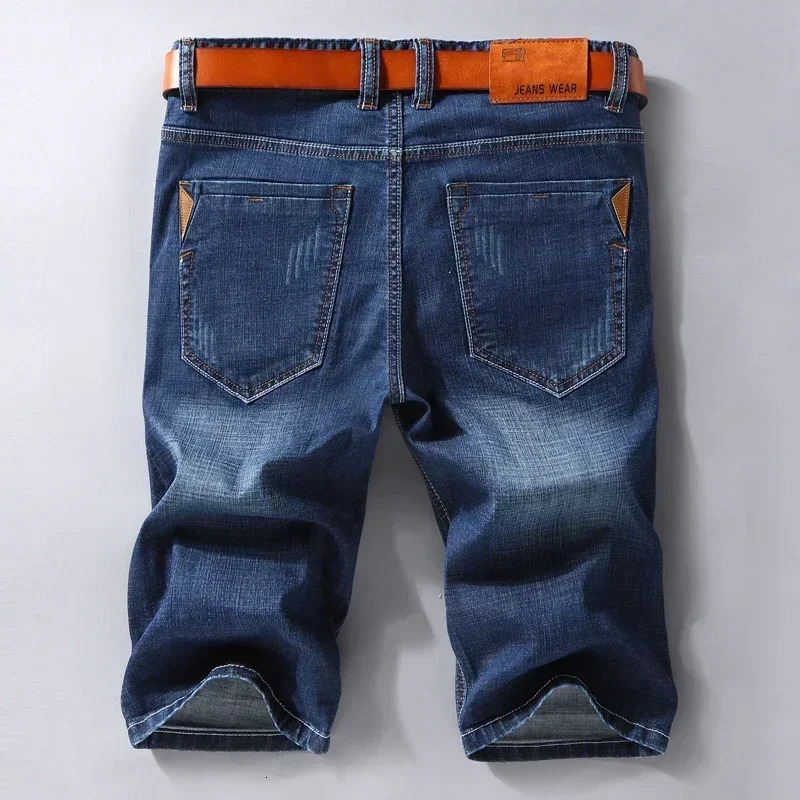Casual Slim Denim Shorts Men Summer Thin Elastic Comfortable Blue Black Fashion Bermuda Jeans Male Clothing Short Pants 250207