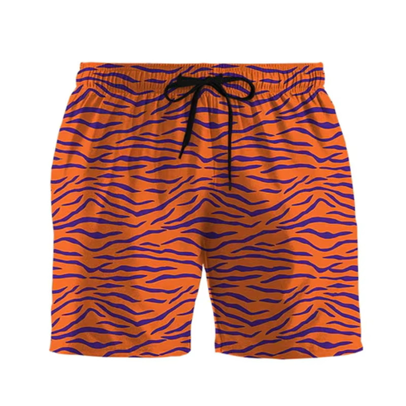 Summer Men's 3D Printing Fashionable Cool Tiger Pattern Surfboard Hawaiian Shorts Casual Men's Beach Shorts Men's Street Wear Swimming 