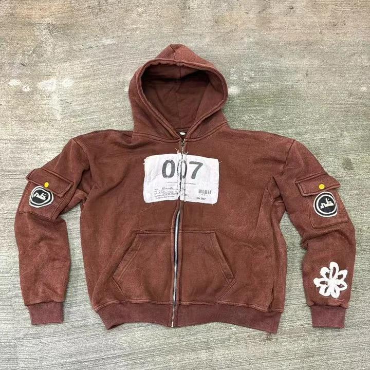 Y2K Fashion Zipper Hoodie Harajuku Hip Hop Patch Embroidery Oversized Hoodie Men Women Loose Casual Hoodie Jacket Streetwear 250116