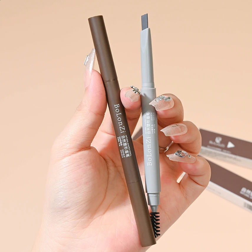 Double Head Eyebrow Natural Smooth Triangular Automatic Brow Pen Waterproof LongLasting Black Brown Eyes Pencil with Brush 250108
