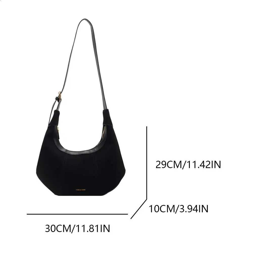 Women Suede Hobo Bag Adjustable Strap Shoulder with Zipper Crescent Trendy Handbag for Work Travel 250206