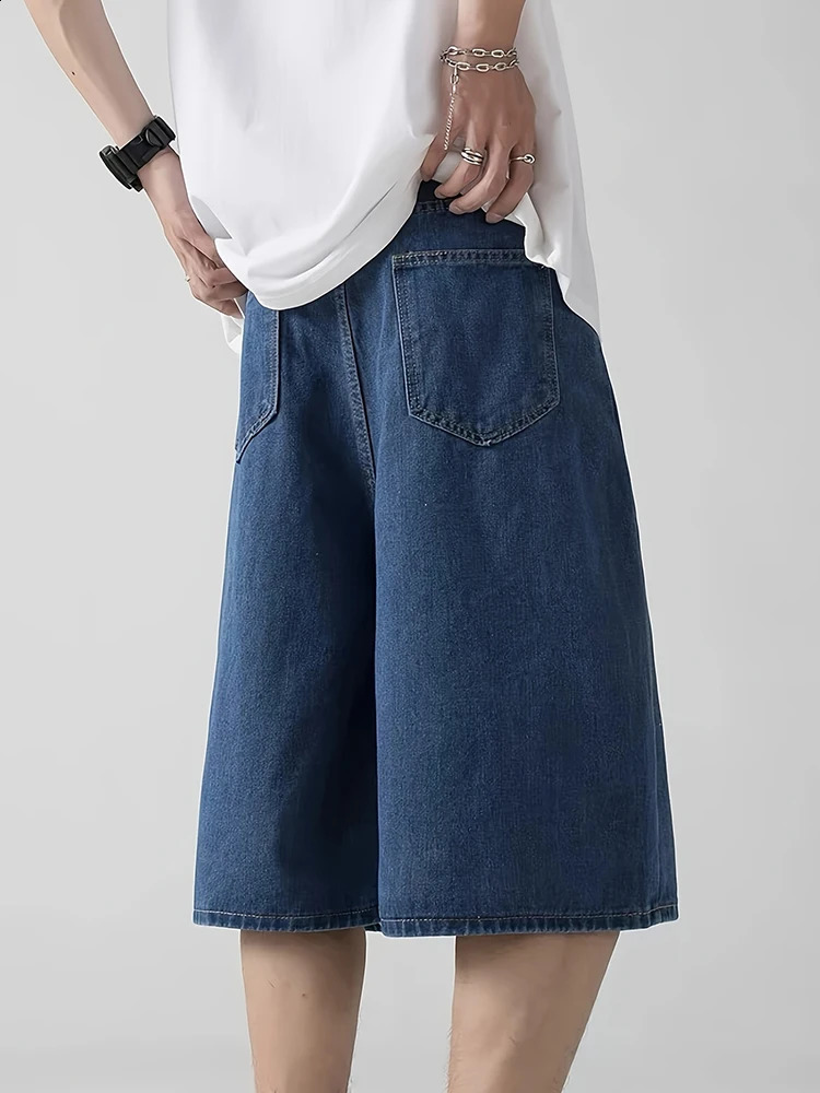 REDDACHIC Men Daisy Print Blue Baggy Jeans Jorts Vintage Wash Low Waist Casual Loose Wide Leg Denim Shorts Y2k Summer Clothes 250120
