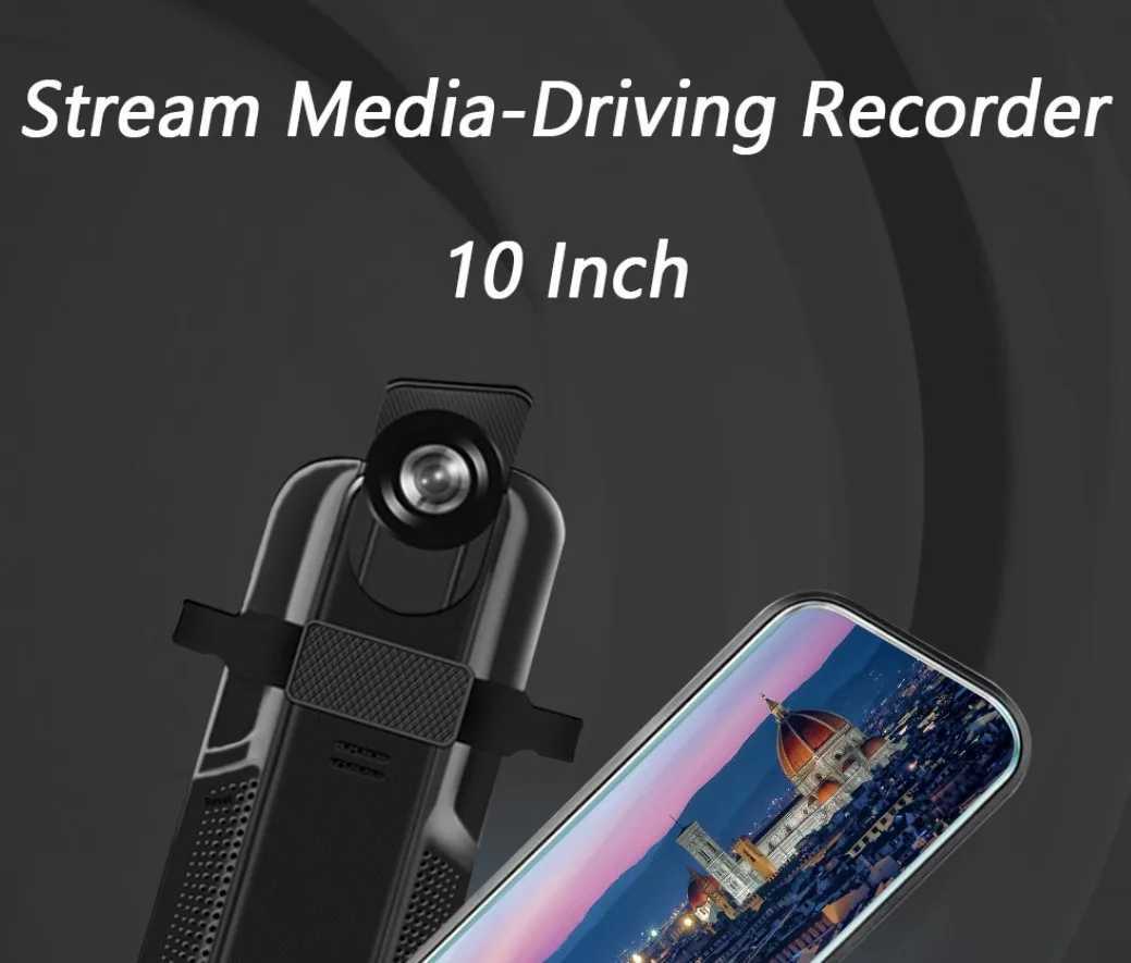 Car DVRs 10 Inches Car Dvr Dash Cam HD 1080P Dual Lens Touch Screen Auto Rearview Mirror Dash Stream Media 170 Front And Rear H250206