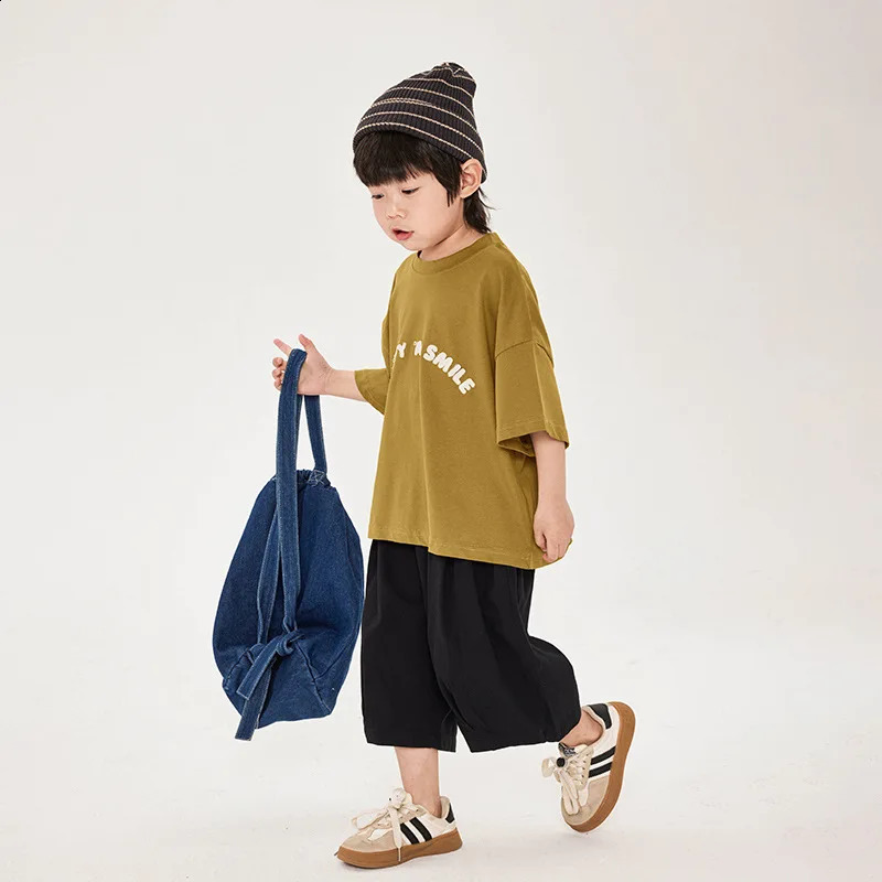 Boys summer short sleeve T-shirts Kids cotton loose casual Tees Korean style Tops 250207