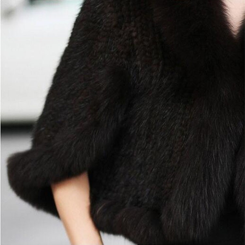 Autumn Winter Ladies Genuine Knitted Mink Fur Shawls Fox Fur Collar Women Fur Pashmina Wraps Bridal Cape Coat Jacket 250120
