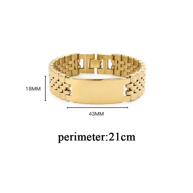Personalized Custom Name Stainless Steel Bracelet Men watch band Black Engrave Text Id Bracelets Gift Jewelry 250206