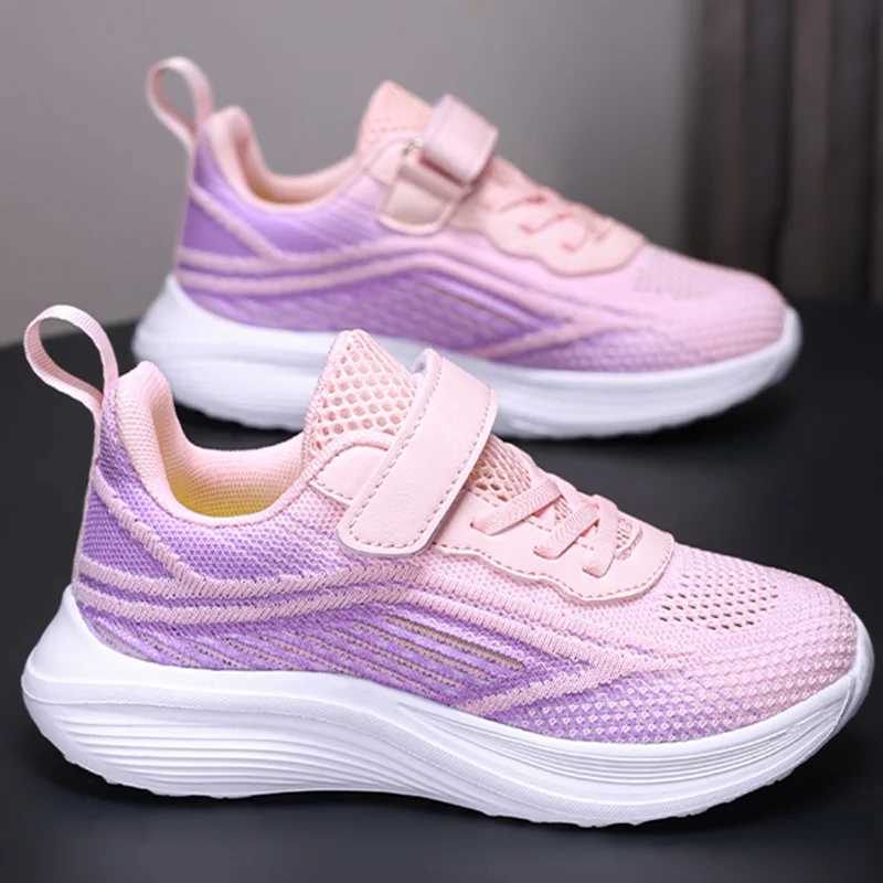 Childrens Sports Shoes Girl Breathable Fashionable Soft Sold Running Shoes Mesh Rebounding Casual New Walking Shoes for Kids W250207