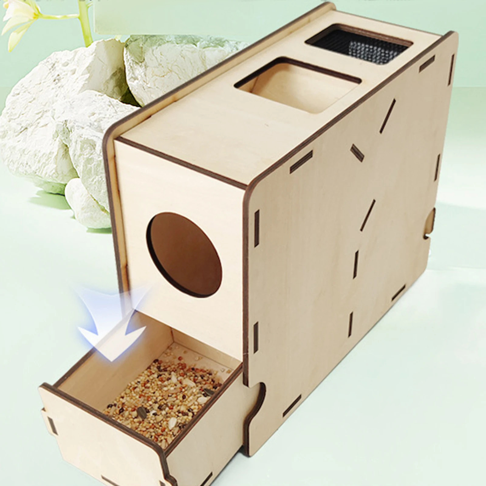 Bird Food Blowing Machine Grain Blown Shell Machine Splitter Separator DIY Wooden Assembly Box for Park Farm Shops Household 250121