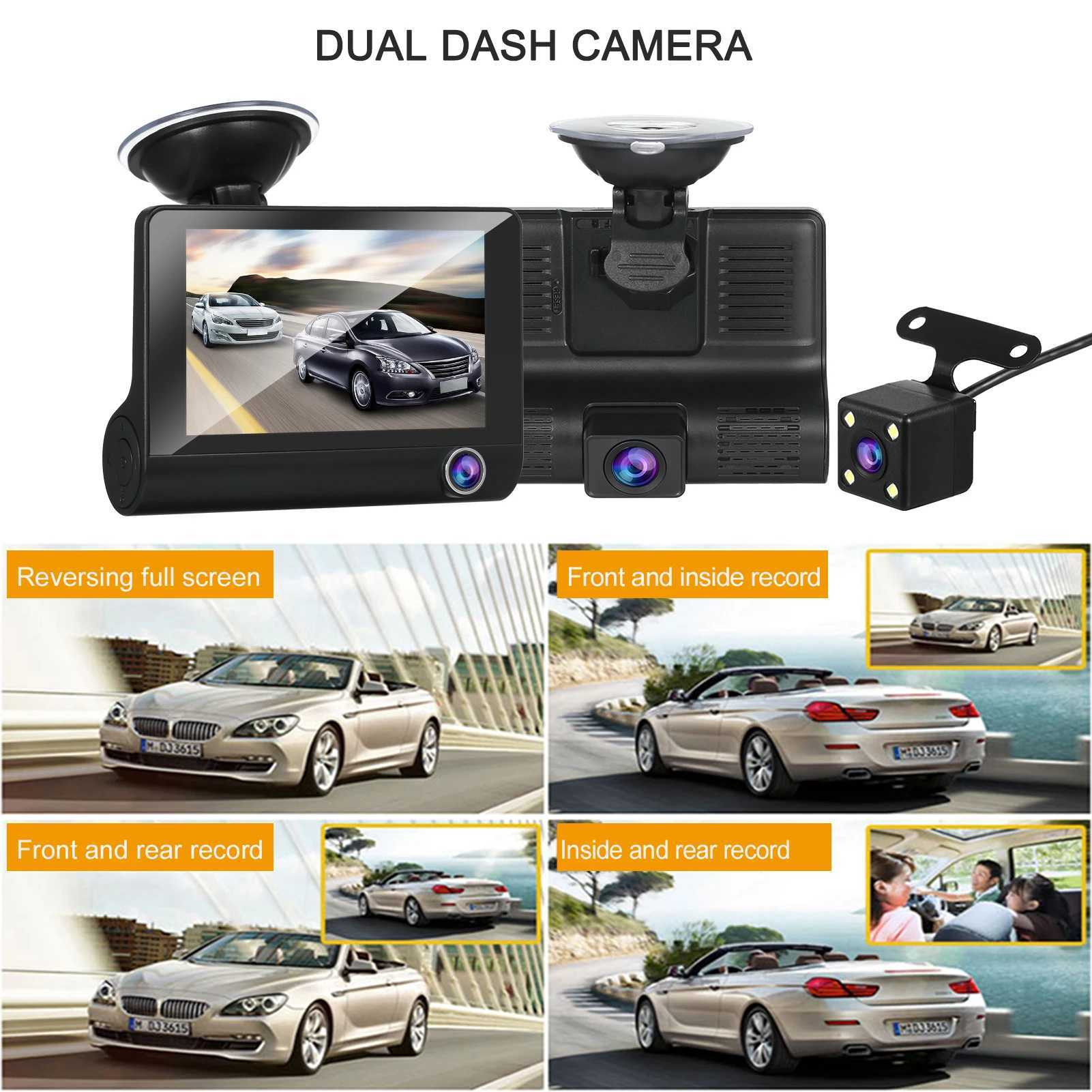 Car DVRs 1080P Full HD Dash Cam with 4 Inch IPS Screen Front and Rear Dual Dash Camera Driving Recorder Wide Angle Vision G-sensor car dvr H250206