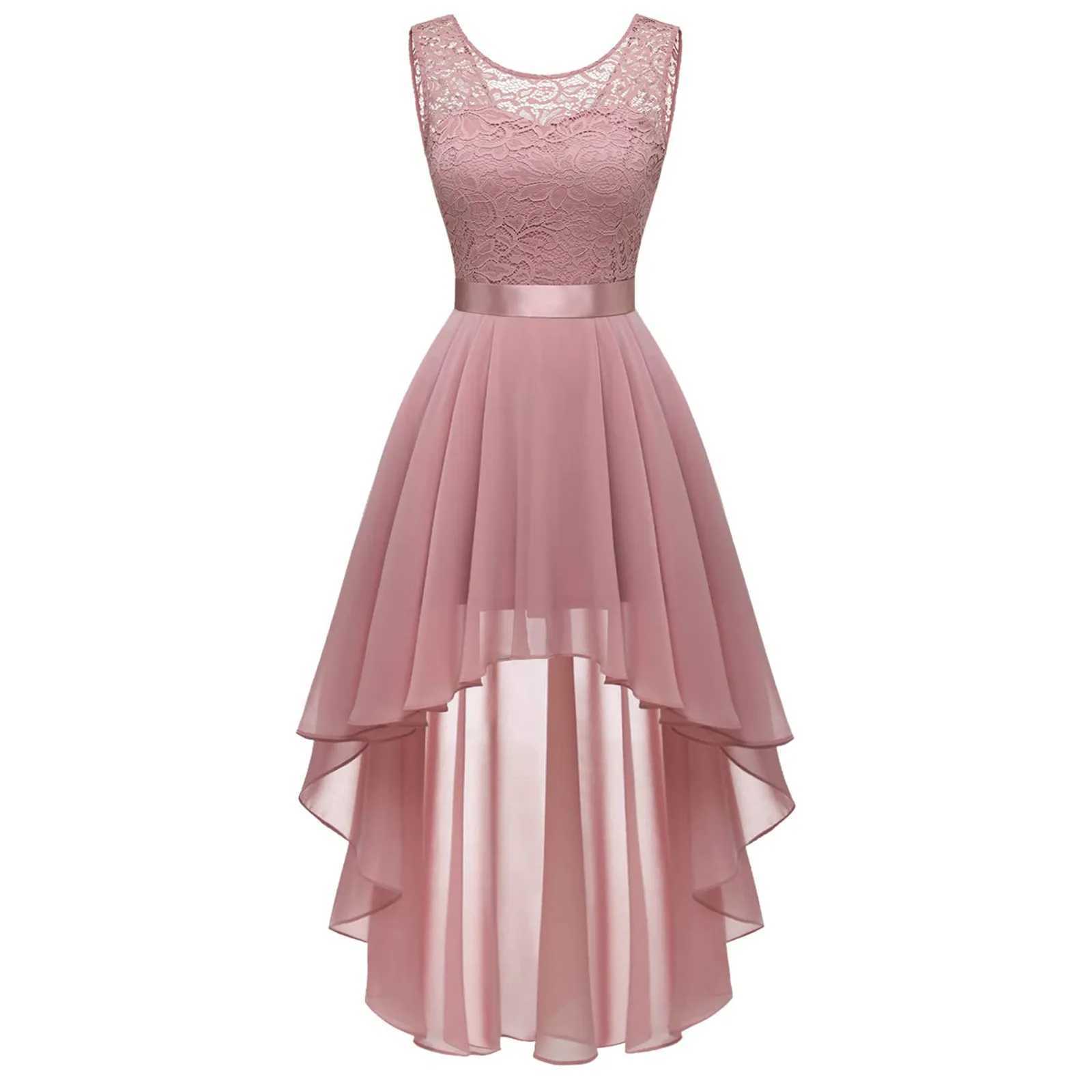 Vintage Floral Lace Party Dress Women Sveless Ele Irregular Sexy Dresses Robe Autumn Lady Formal Bridesmaid Evening DressXJ2500207