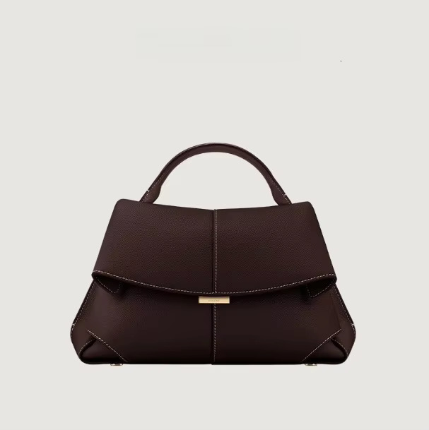 French Genuine Leather Smile Pleated Design One-Shoulder Large Capacity Commuter Handbag Messenger Bag Genuine Leather Cartoon