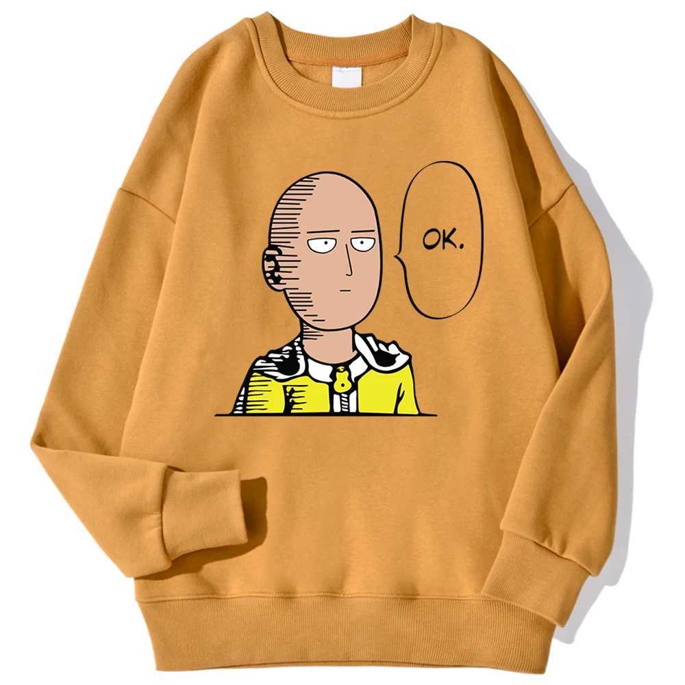 One Punch Mans Ok Printed Men Pullover Casual Comfortable Warm Hooded Street Fashion Sweatshirts Autumn Fleece Streetwear W250207