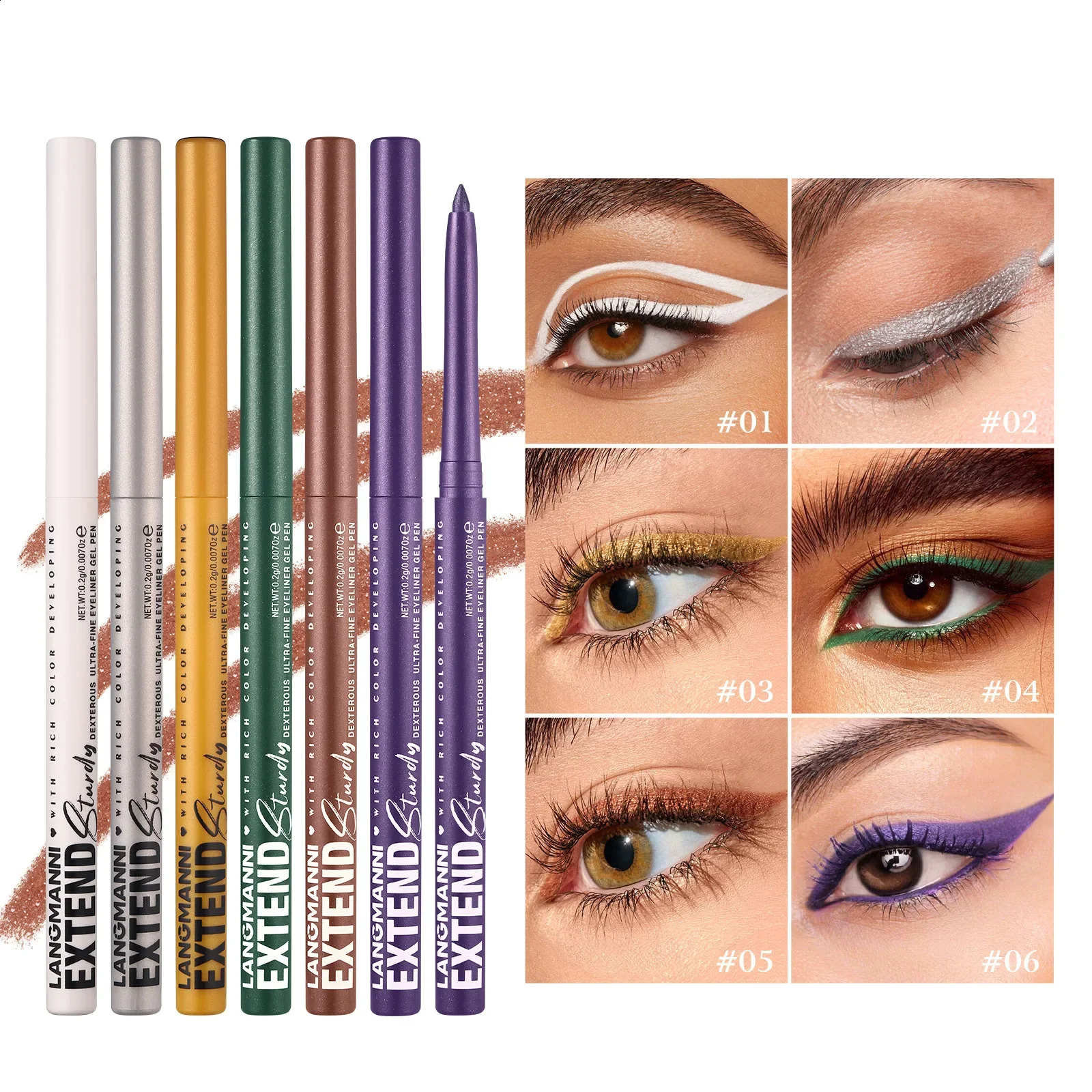 2 in 1 Eye Liner Eye Shadow Pencil Waterproof Lasting 12 Colors Rotating Black Matte Eyeliner Glue Pen Makeup for Eyes Cosmetics 250206