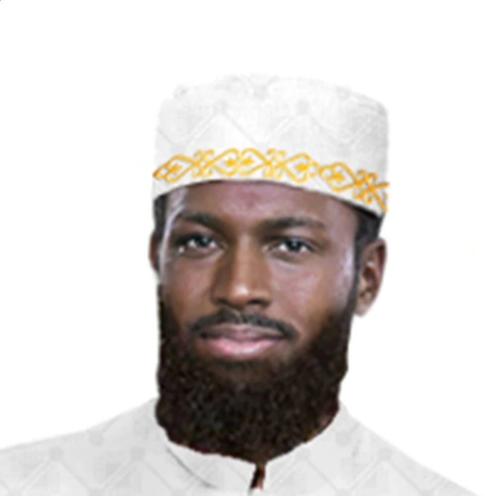 Men Prayer Hats Islamic African Muslim Kippah Arab Caps Men Arabia Cotton Gold Embroidery Wrap Muslim Islam Men Hat Headscarf 250207