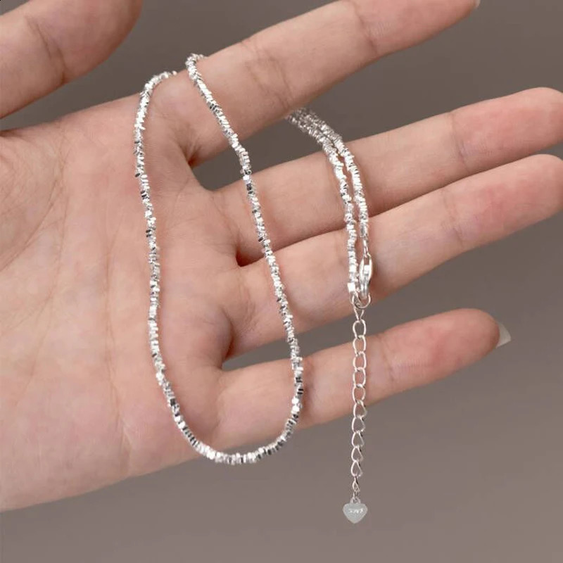 La Monada 34.55.5cm Womens Necklace 925 Silver Chains Woman On Neck Silver Irregular Bead Women Necklace Silver Girls 250120