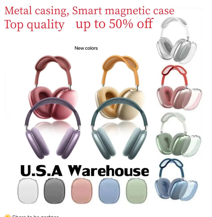 Metal shell with ANC pro Max 2 bluetooth Headphone Accessories Transparent Solid Silicone case AirPodspro Max Pro 2 3 4 Headphones Smart Case popup Protective Case